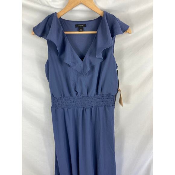 NWT Halogen Ruffle Neck Flow Dress in Indigo XXS - Picture 3 of 6